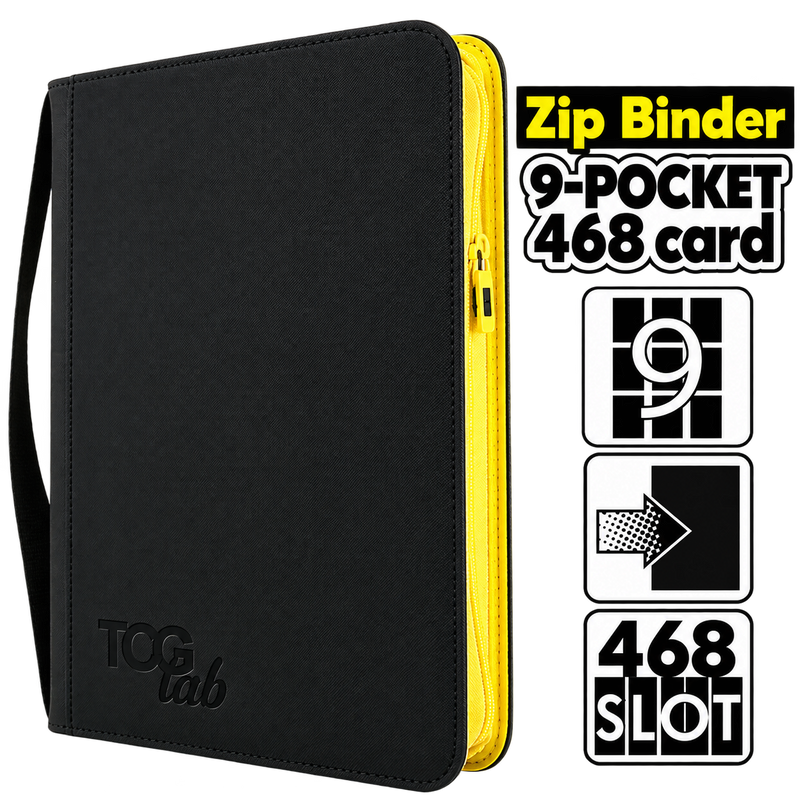 TCG Lab – Album 9 Tasche per 468 Carte con Zip – Nero/Giallo