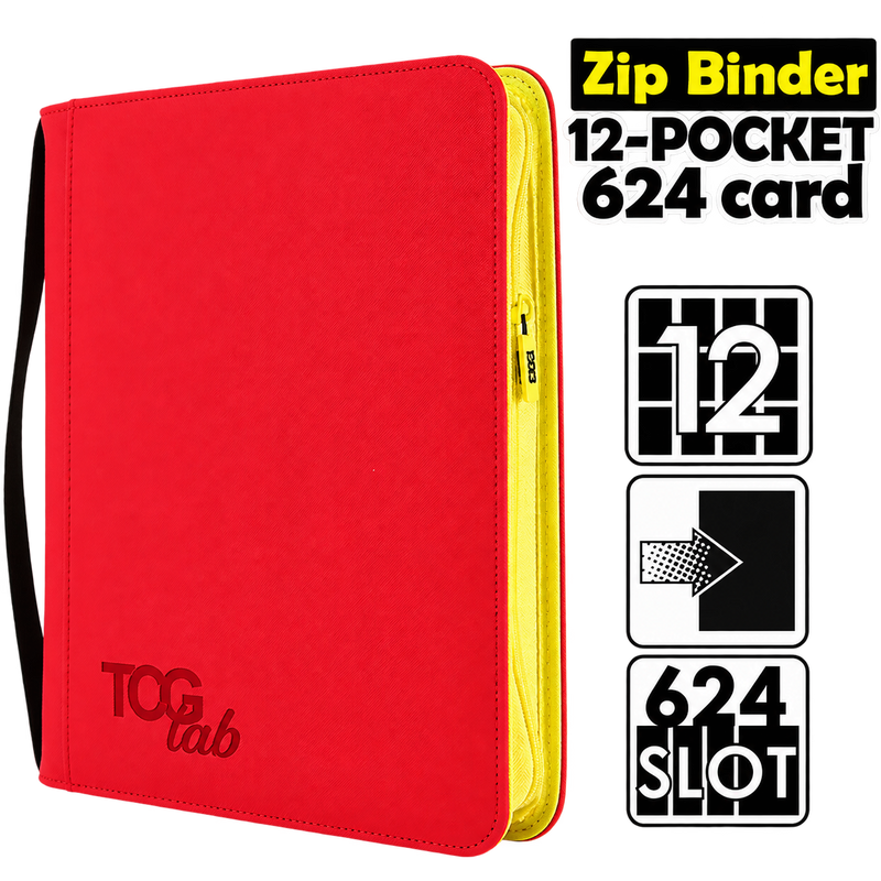 TCG Lab – Album 12 Tasche con Zip Gialla – 624 Carte – Rosso