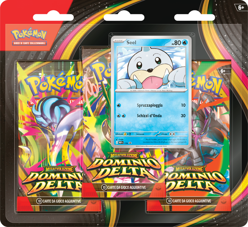 Pokémon Megaevoluzione Dominio Delta – Blister 3 Buste con Seel Promo ITA