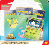 Pokémon GCC 30° Anniversario Collezione con Adesivi Exeggutor di Alola italiana con carta promozionale olografica, tre buste dell'espansione e foglio di adesivi.