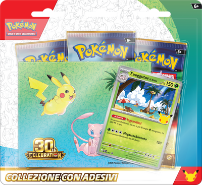 Pokémon GCC 30° Anniversario Collezione con Adesivi Exeggutor di Alola | Carta Promo Olografica + 3 Buste ITA