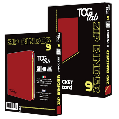9-Pocket Trading card binder with zipper - 468 rosso - zip gialla