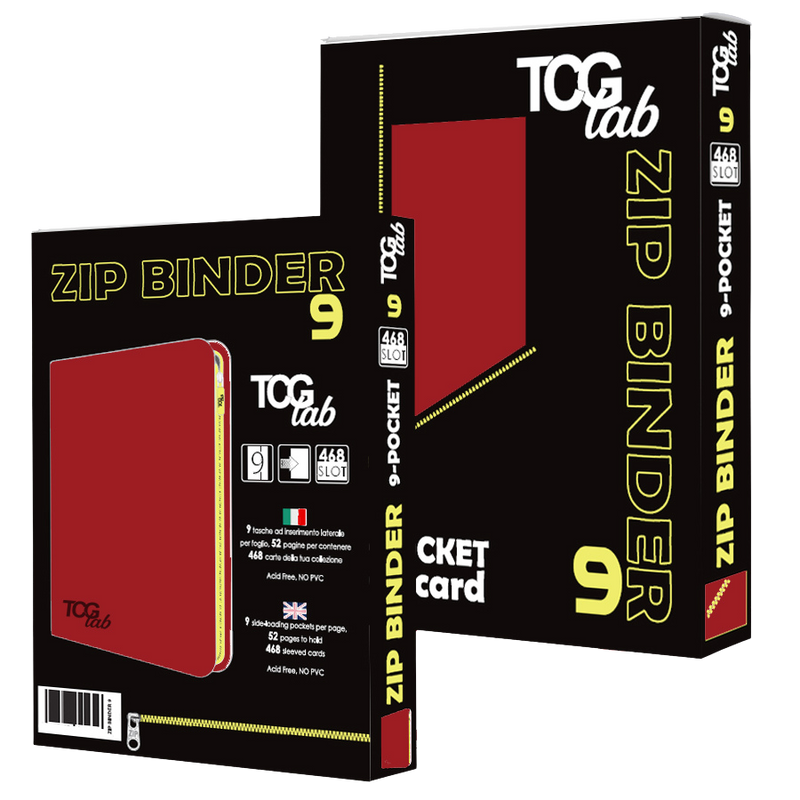 9-Pocket Trading card binder with zipper - 468 rosso - zip gialla