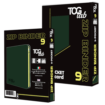 9-Pocket Trading card binder with zipper - 468 verde foresta - zip gialla