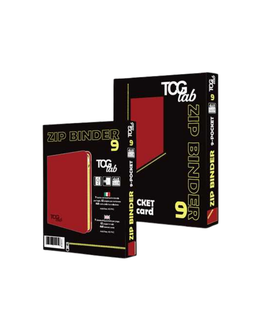 TcgLab 9-Pocket Trading card binder with zipper - 468 rosso - zip gialla