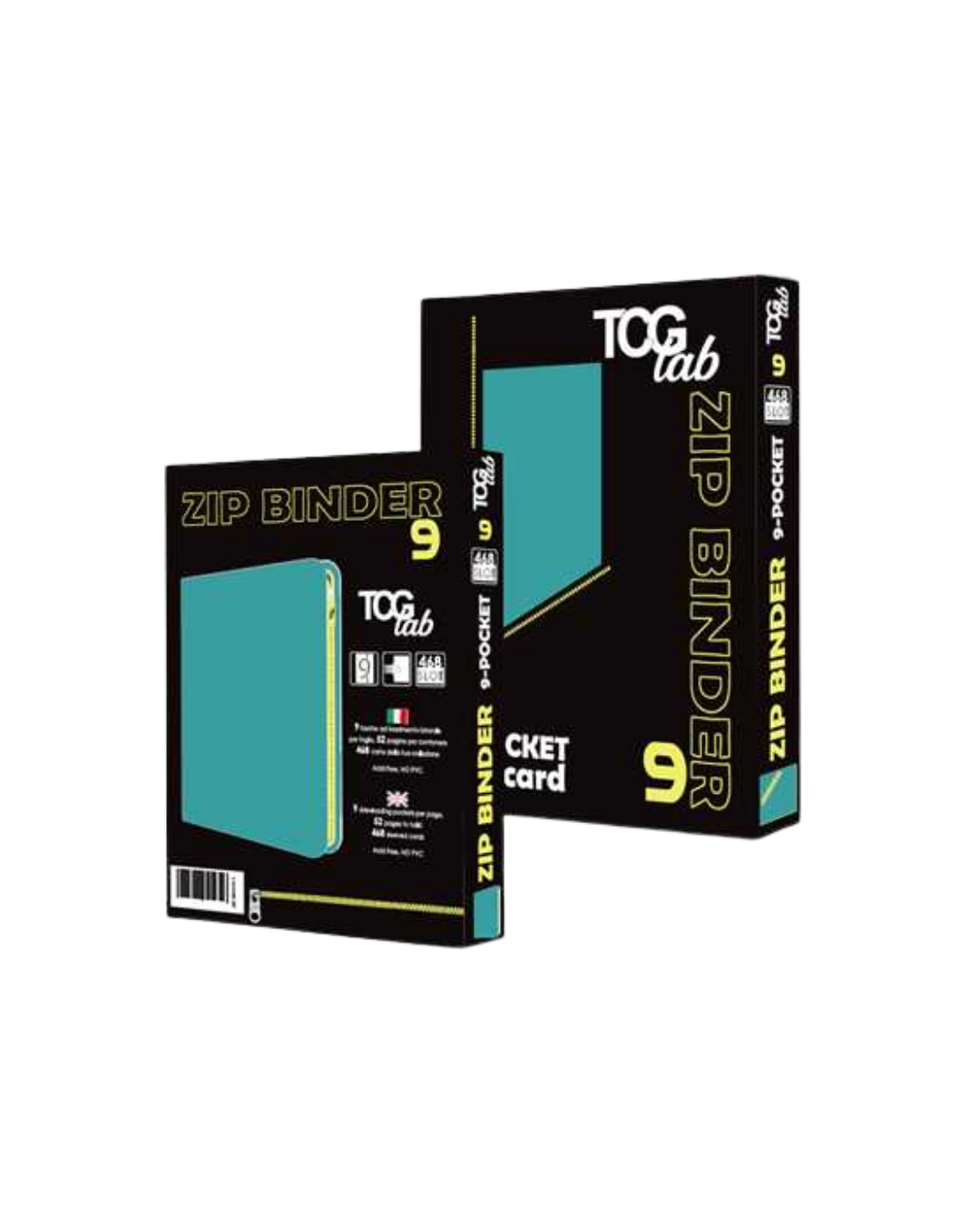 TcgLab 9-Pocket Trading card binder with zipper - 468 celeste - zip gialla