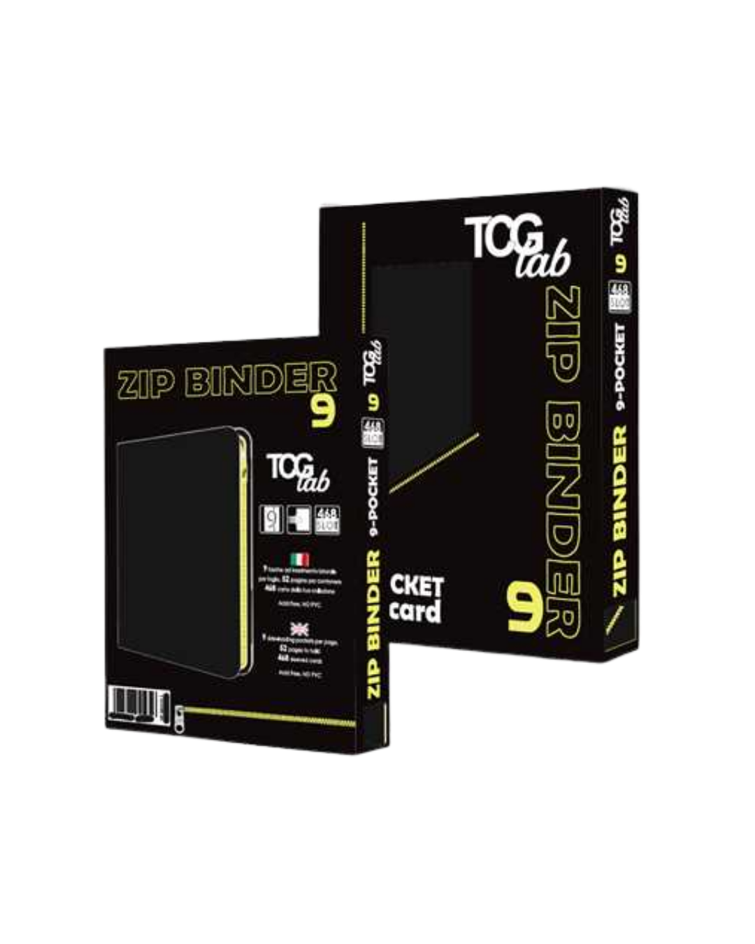 TcgLab 9-Pocket Trading card binder with zipper - 468 blu scuro - zip gialla