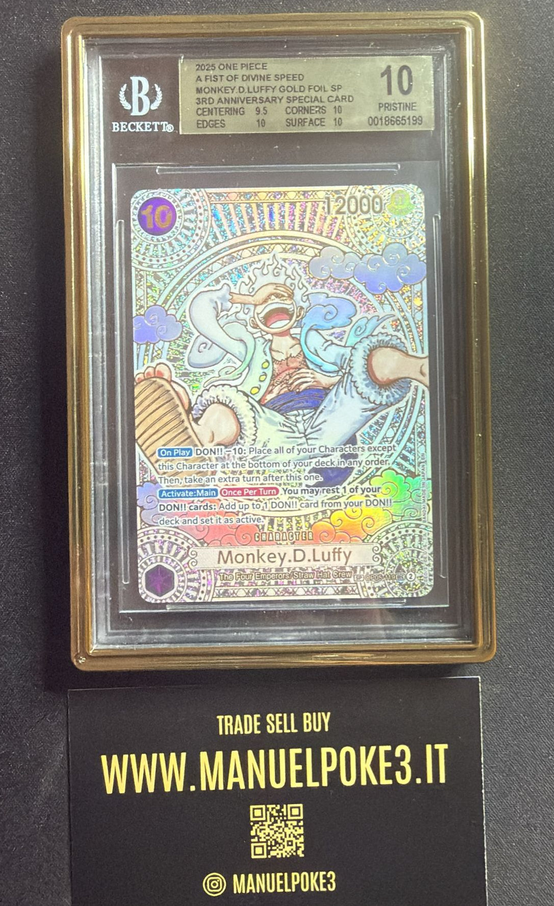 Monkey D. Luffy Gold SP gradato BGS 10 Pristine
