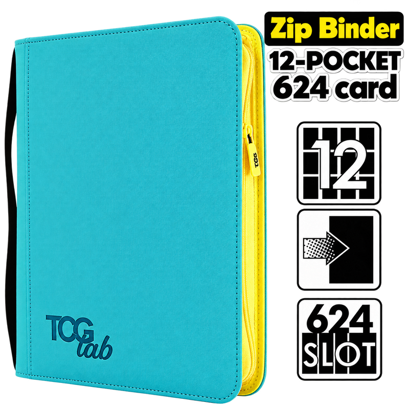 TCG Lab – Album 12 Tasche con Zip Gialla – 624 Carte – Celeste