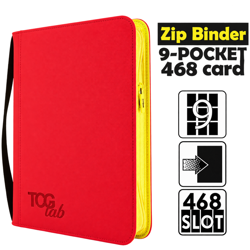 TCG Lab – Album 9 Tasche per 468 Carte con Zip – Rosso/Giallo