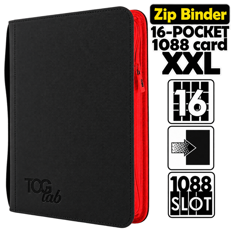 TCG Lab – Album 16 Tasche XXL con Zip Rossa – 1088 Carte – Nero