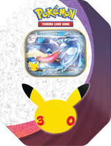 Tin Greninja ex Pokémon 30° Anniversario italiana con carta promozionale foil, carta gigante e 5 buste Pokémon GCC.